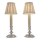 Mappin & Webb vintage pair candlestick table lamps, silver plate, signed, 1980`s ca, English