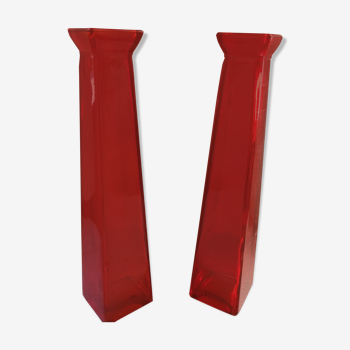 Pair of red glass vases