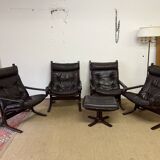 Set of 4 "Siesta" armchairs and ottoman by Ingmar Relling