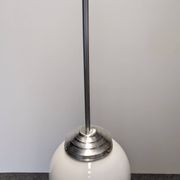 XL Art Deco white opaline ball pendant light, France circa 1920