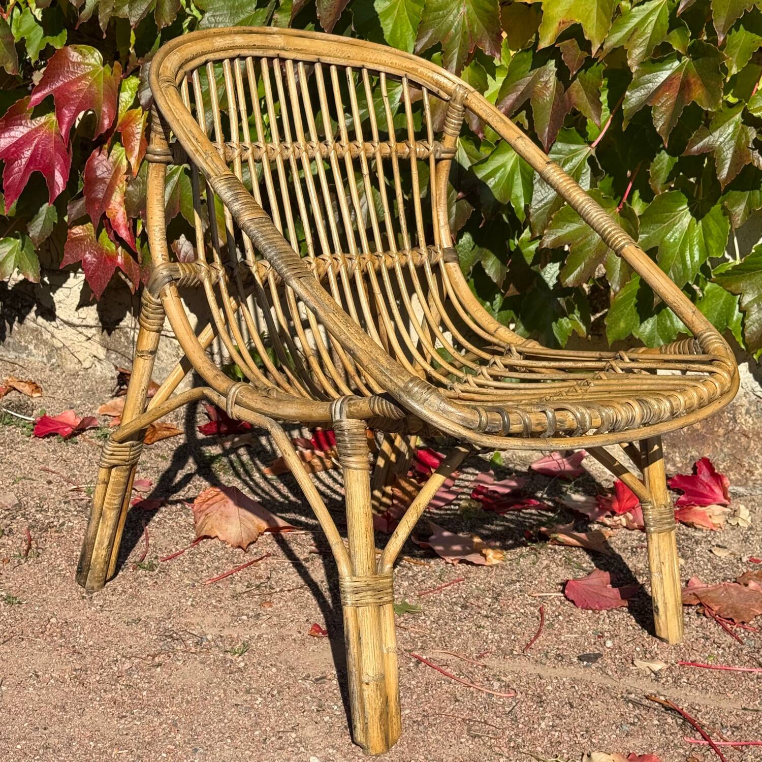 1950s Rattan Armchair from France
