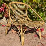 1950s Rattan Armchair from France