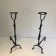 Pair of wrought iron landiers. french work ,seventeenth century