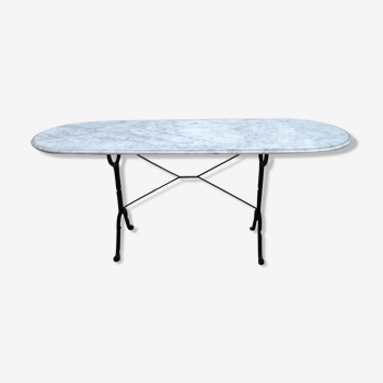 Table bistrot en marbre et fonte
