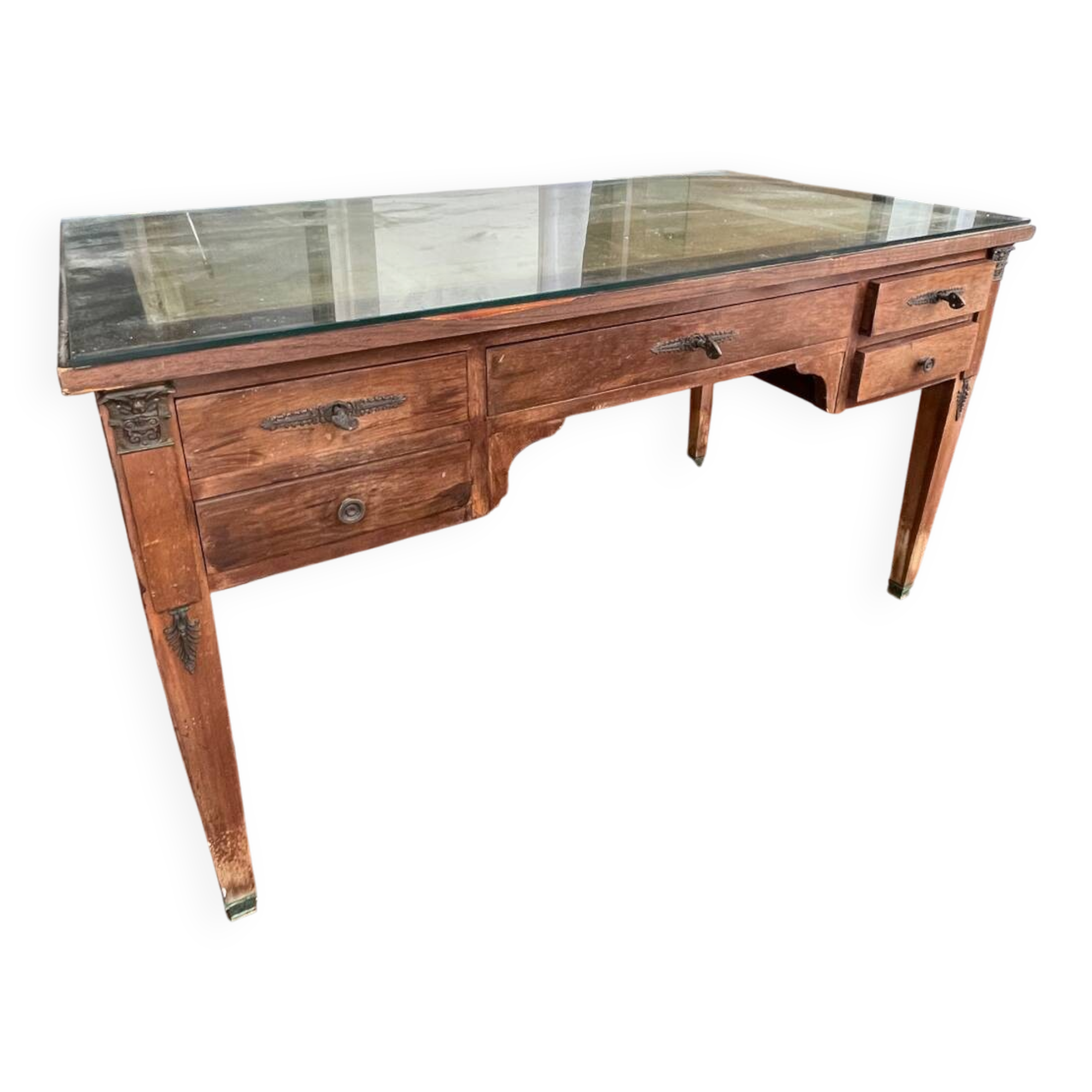 Double-sided administrative desk in oak.