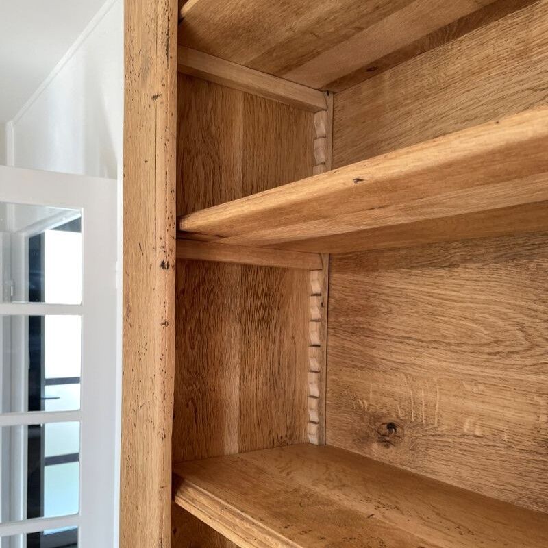 Restored two-body oak sideboard/bookcase