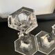 Paire de bougeoirs vintage en cristal Val Saint Lambert