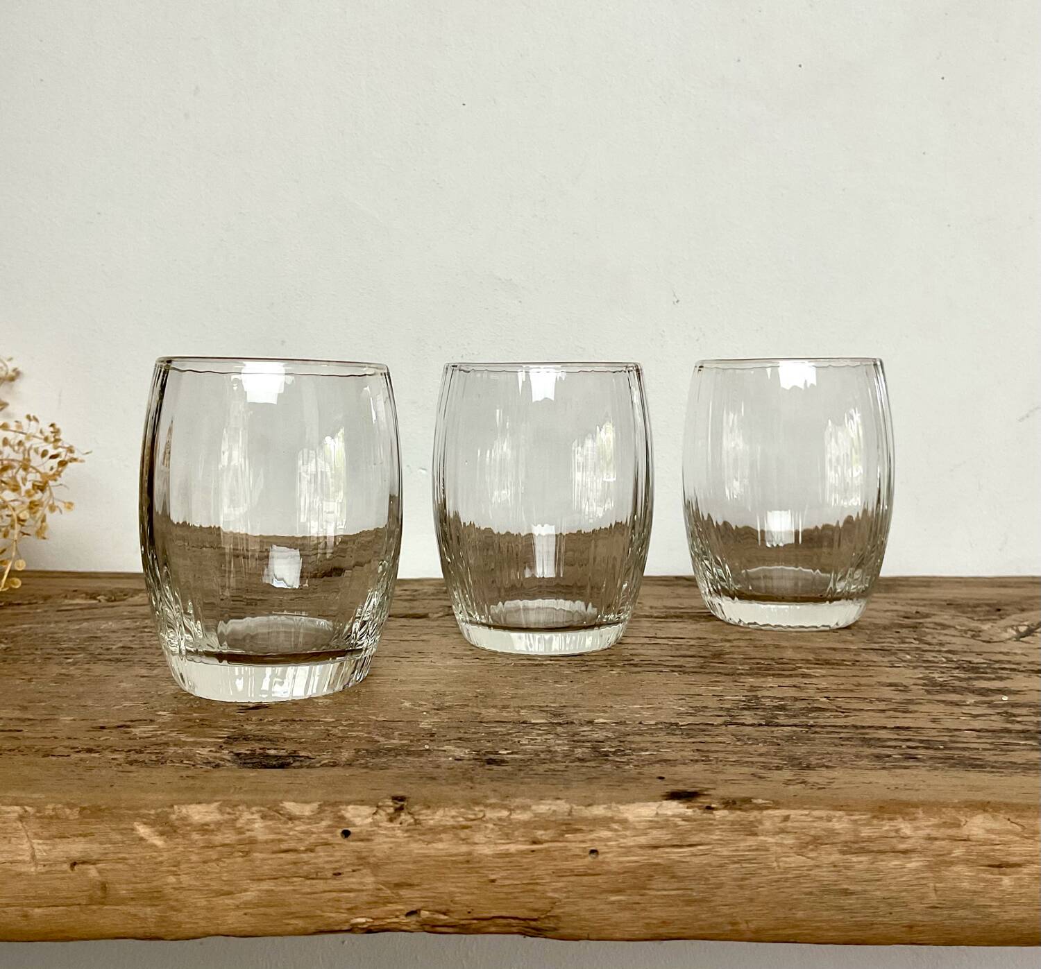 5 small vintage ribbed glasses