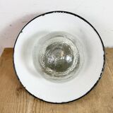 Green Enamel and Cast Iron Industrial Pendant Lamp, 1960s