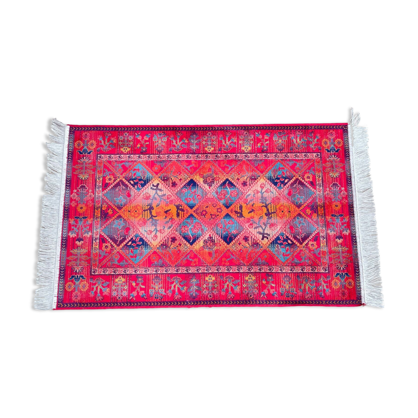 Multicolored carpet years 90/2000, 125 x 69cm