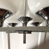 Space Age chandelier, Italian design, chrome and glass