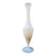Vintage white opaline soliflore vase with blue reflections and twisted foot.