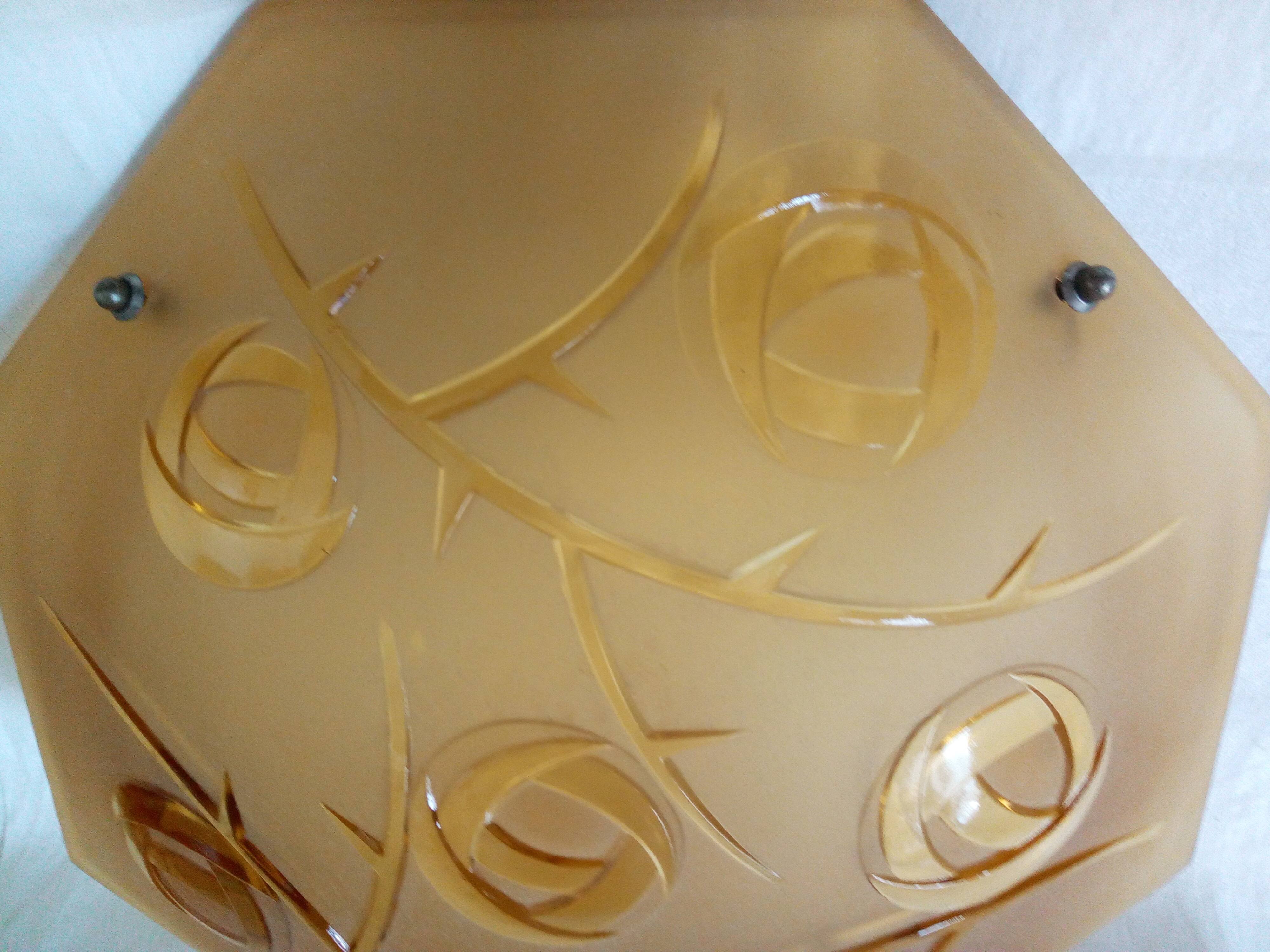 Vasque Art Déco pour suspension en verre moulé et pressé, verreries Degué