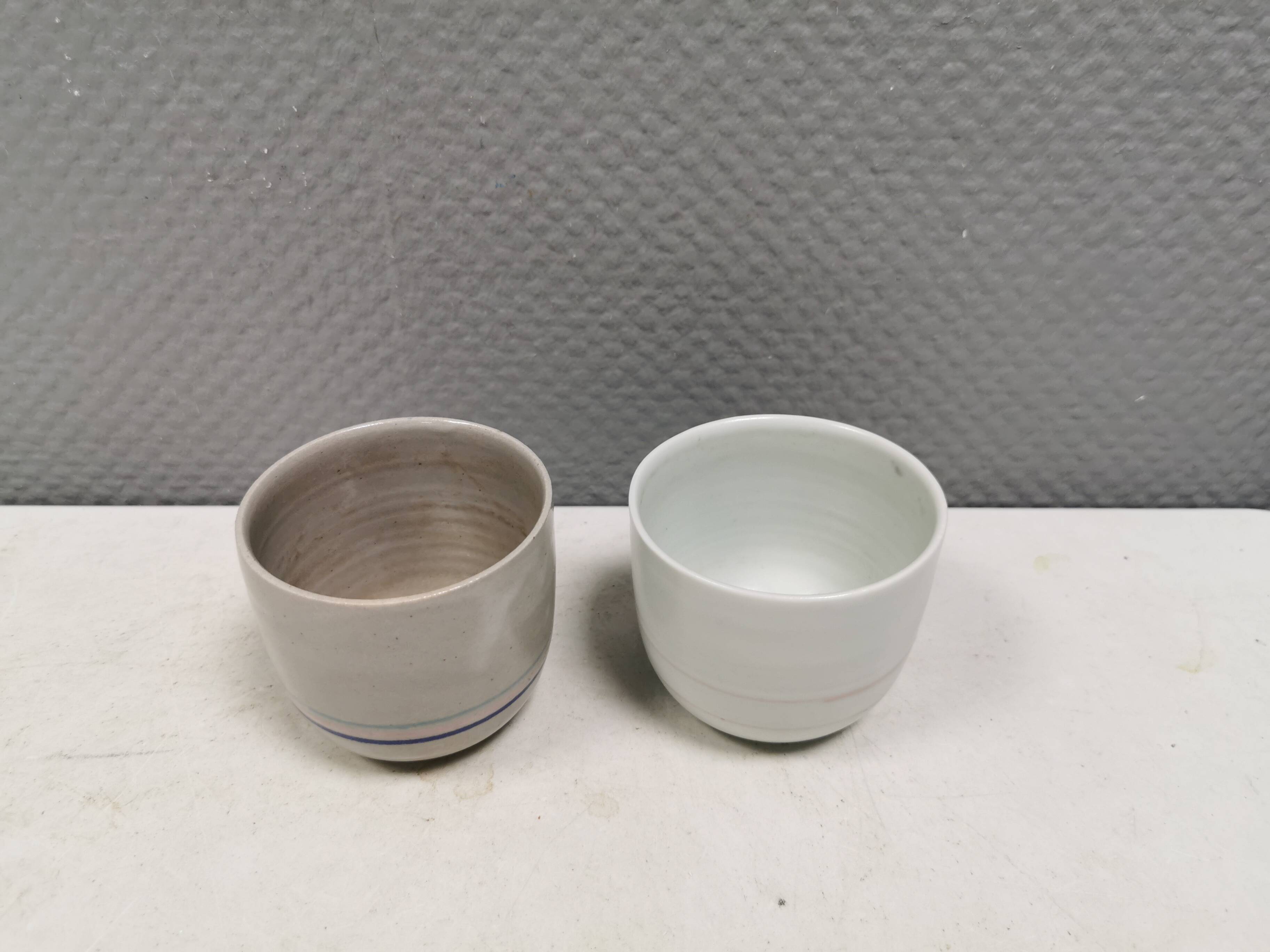 Two handmade ceramic mugs by Vibeke Fischer (VF) from the 1990s.