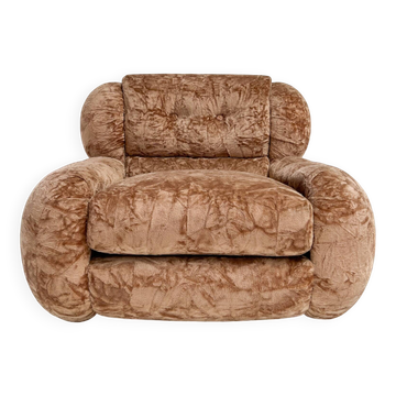 Fauteuil XL italien en velours, années 1970