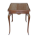 Table d'écriture vintage en bois dur avec dessus en verre brodé de soie