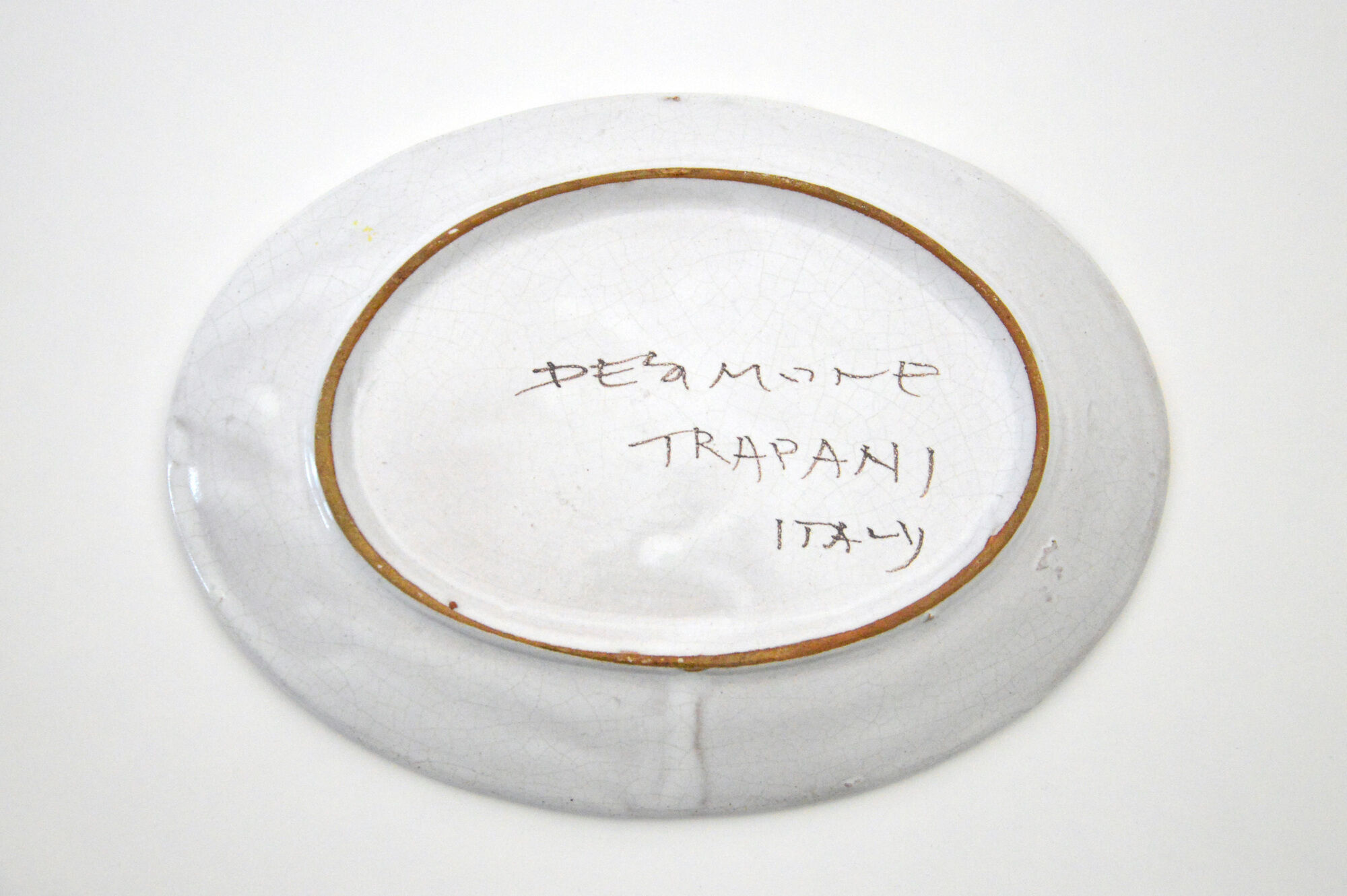 Vintage italian ceramic oval plate by Giovanni De Simone, 1960s