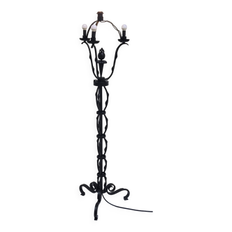 Black wrought iron floor lamp attributed to Gilbert Poillerat
