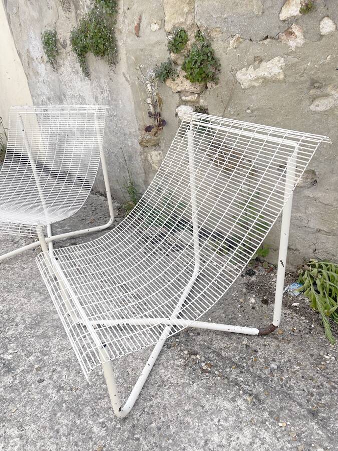 Pair of wire armchairs, 1980s