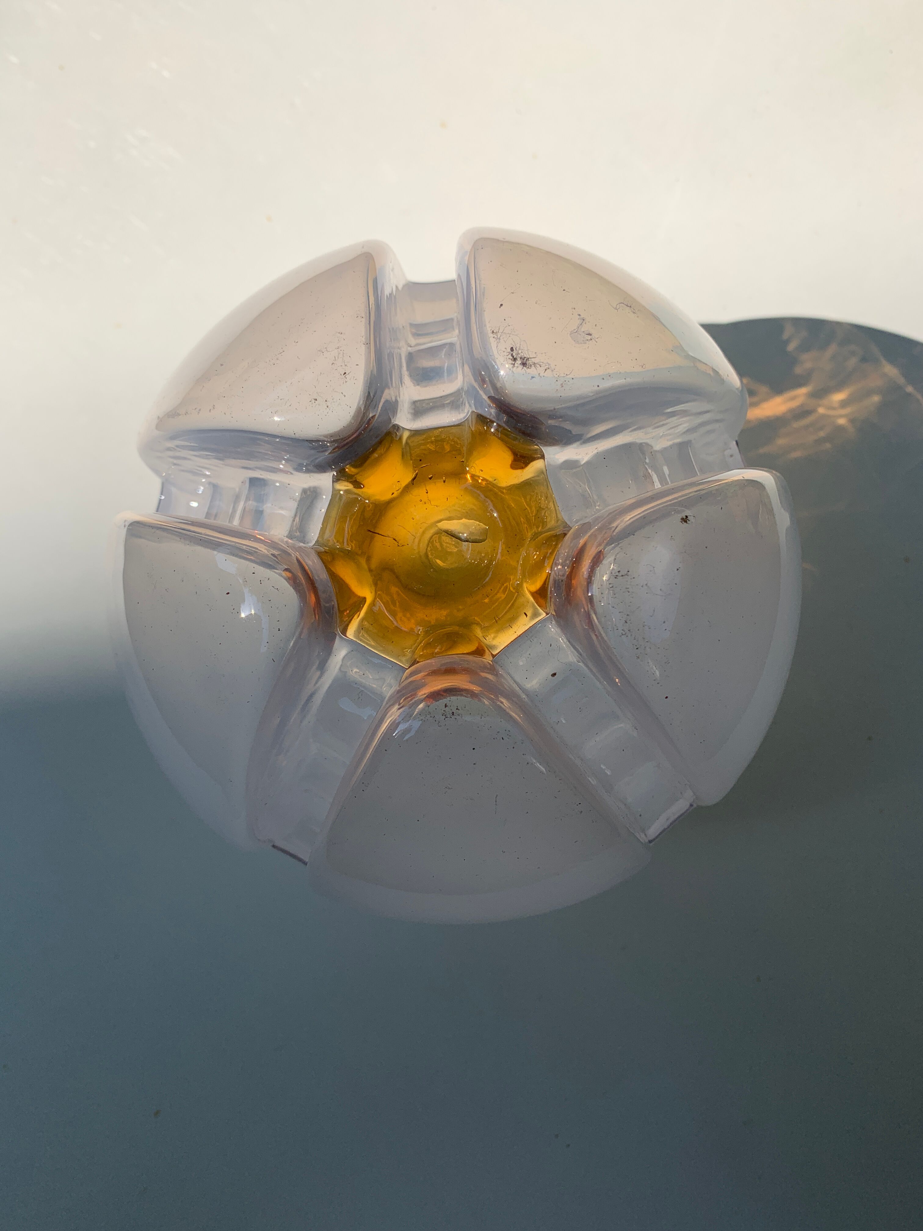 Two-tone blown glass globe for suspension