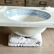 Vintage Blue Decorated Porcelain Washbasin