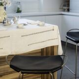 Tabouret de cuisine contemporain Organic Acier noir et cuir bleu marine