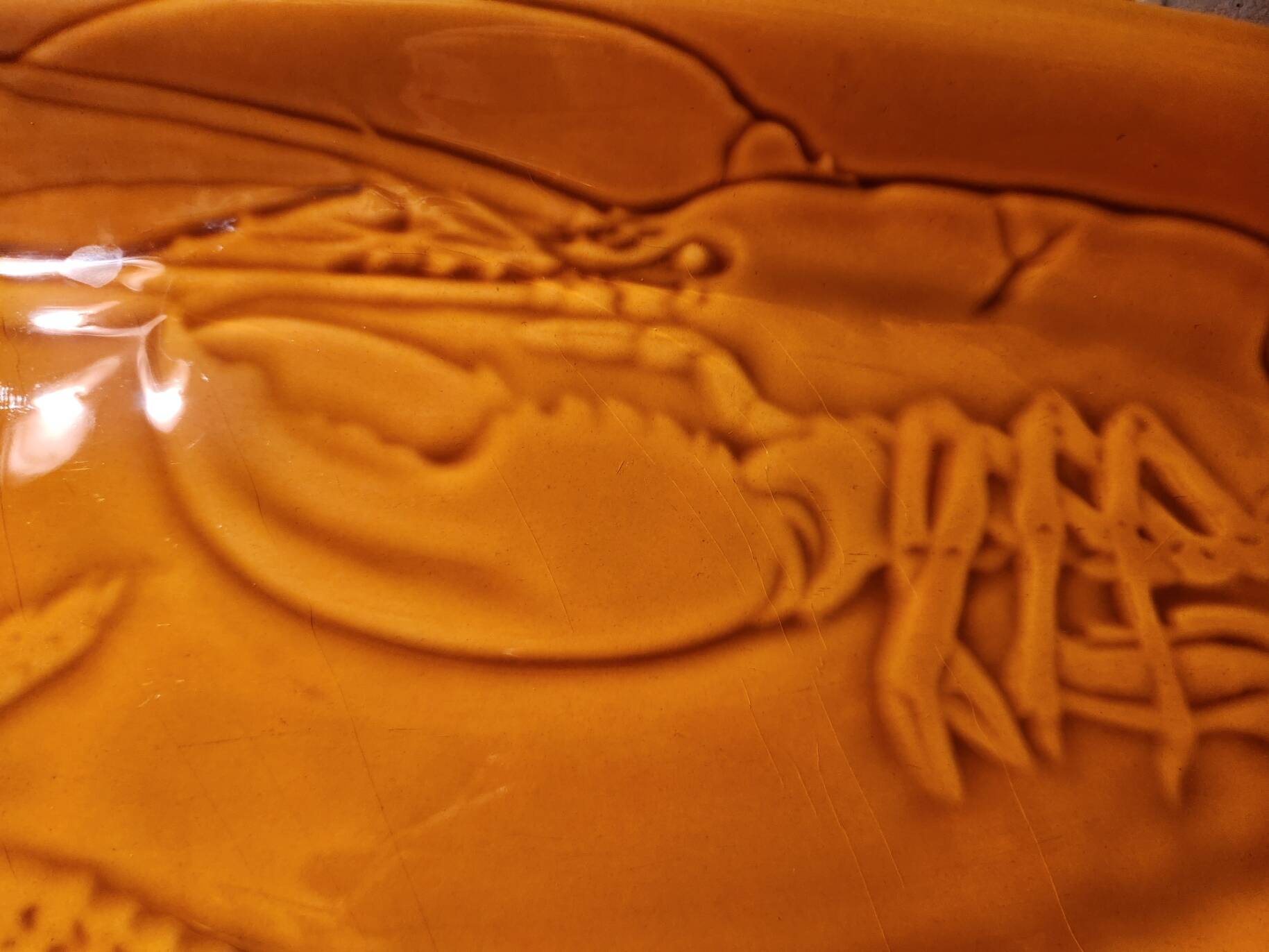Large fish platter for shellfish and crustaceans, Proceram art pottery.