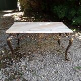 Louis XV style marble and brass coffee table