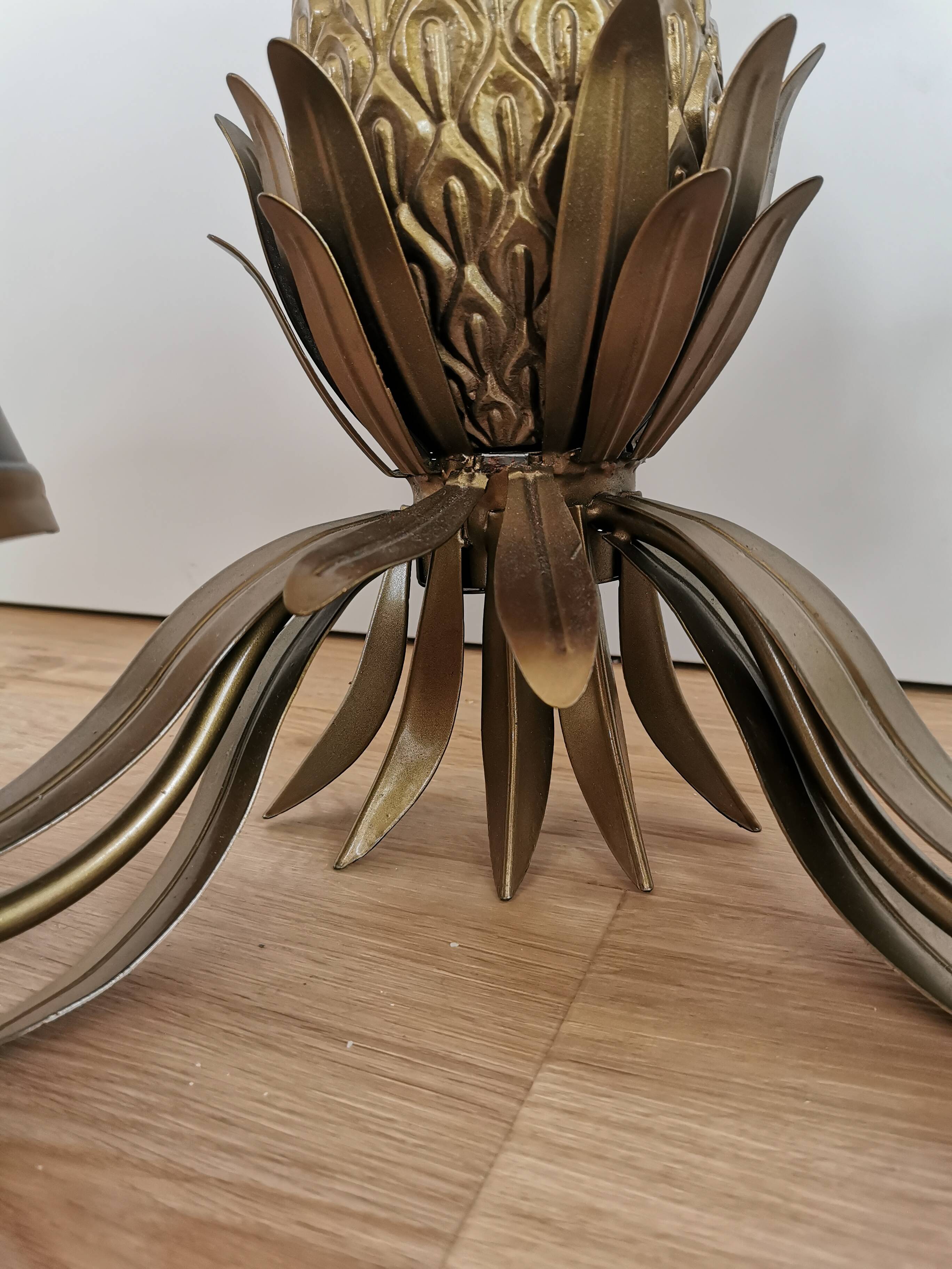Vintage Gold Pineapple Wall Lamp with Black Shades: Mid-Century Retro Light