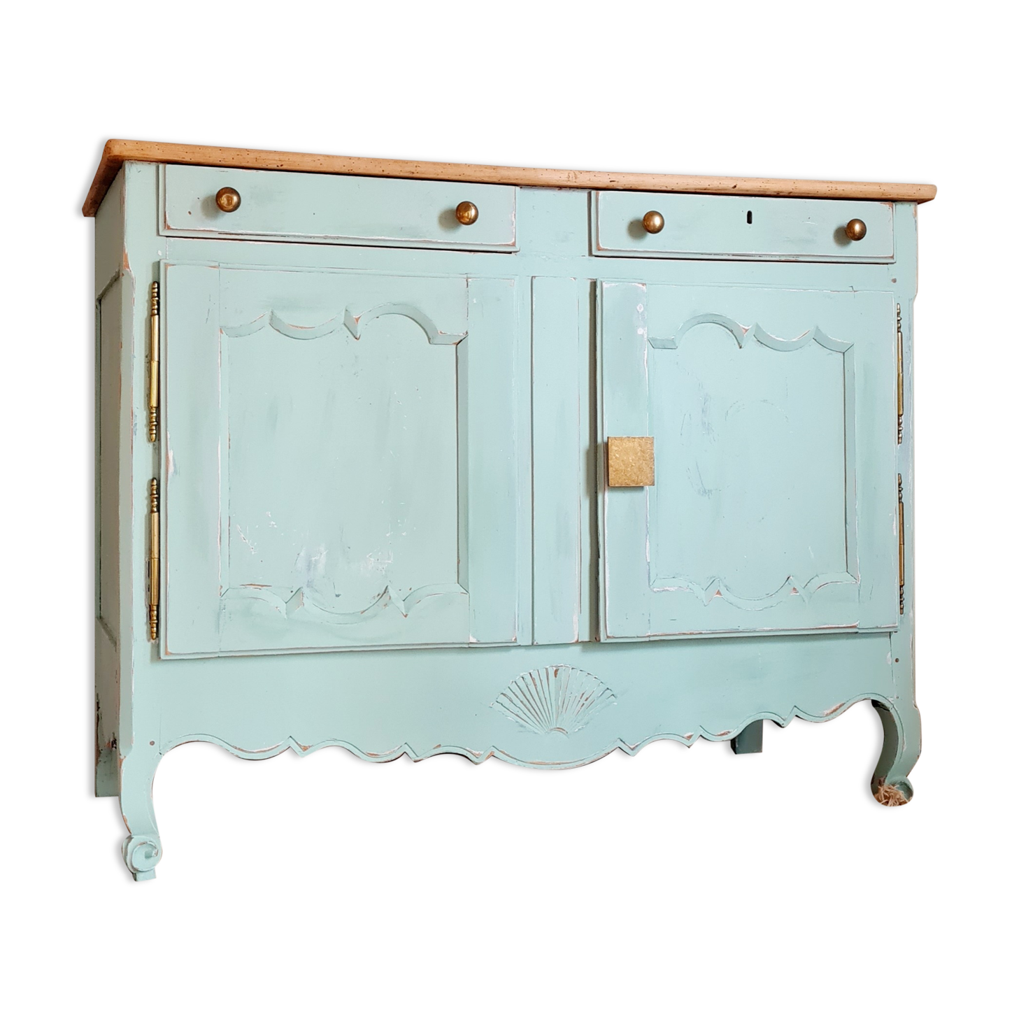 Buffet low blue patinated raw tray