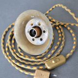 Green lamp and wooden support