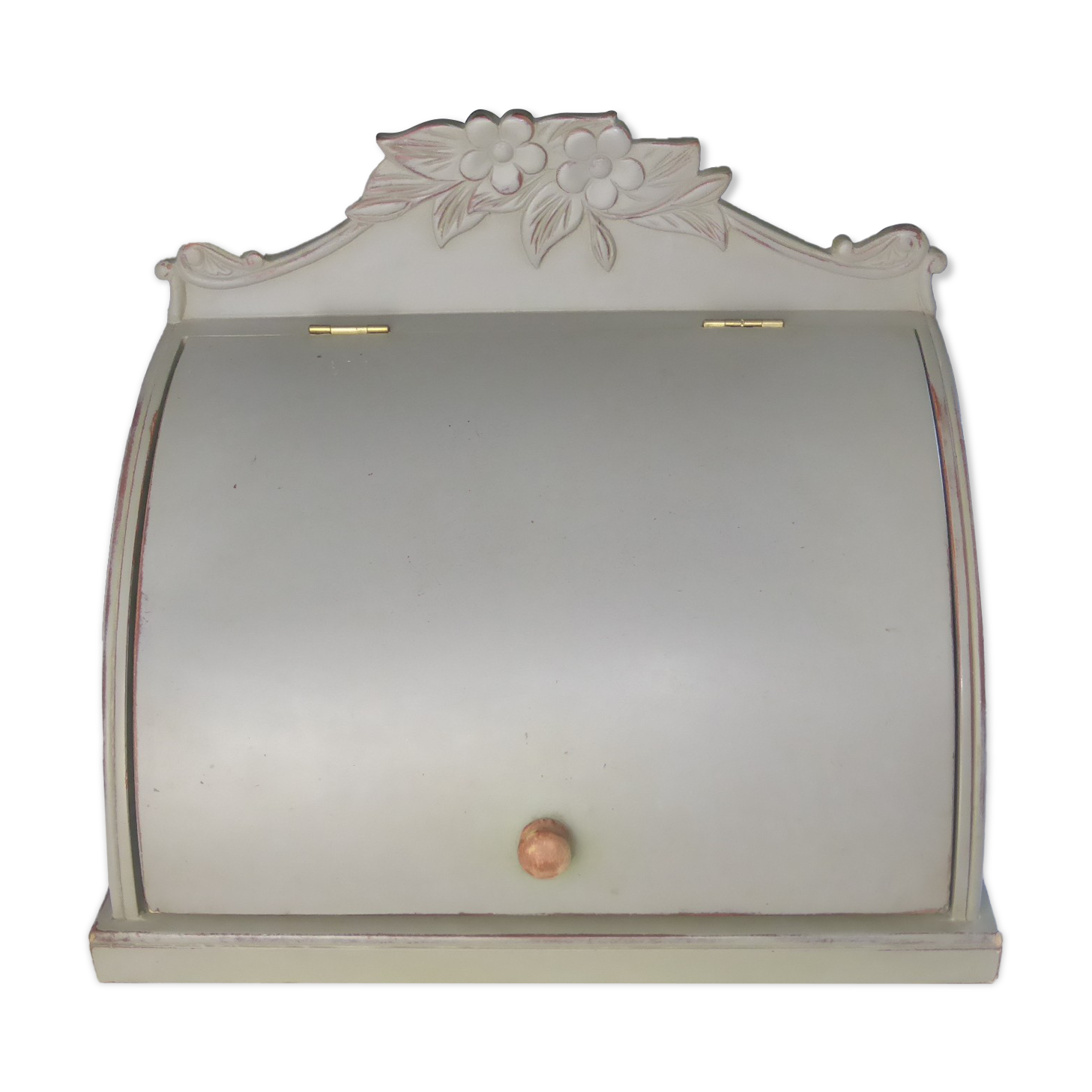 Quarter cylinder mail storage box with cover-green-grey-shabby chic patina