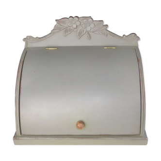 Boîte de rangement courrier quart de cylindre à couvercle-patine vert-gris-shabby chic