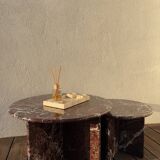 round nesting coffee tables in red marble rosso levanto