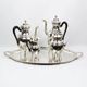 Empire-style tea and coffee service with ram's head spout - silver-plated, 5 pieces