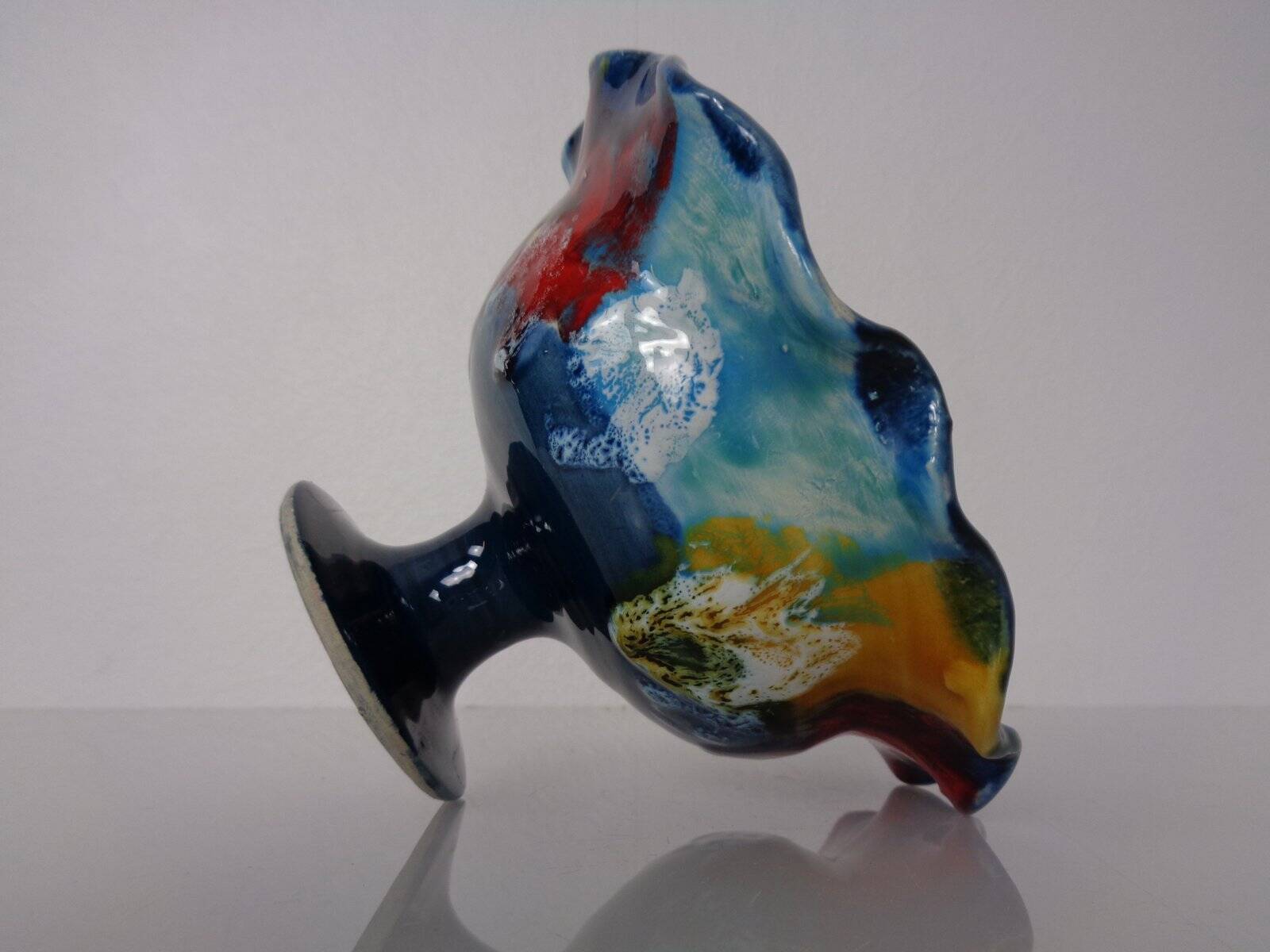 French multicoloured studio ceramic bowl from Vallauris, 1970s