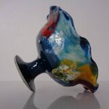 French multicoloured studio ceramic bowl from Vallauris, 1970s