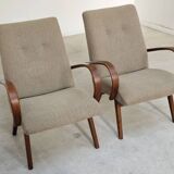 Pair of grey mottled armchairs by Jaroslav Smidek for TON Bystrice