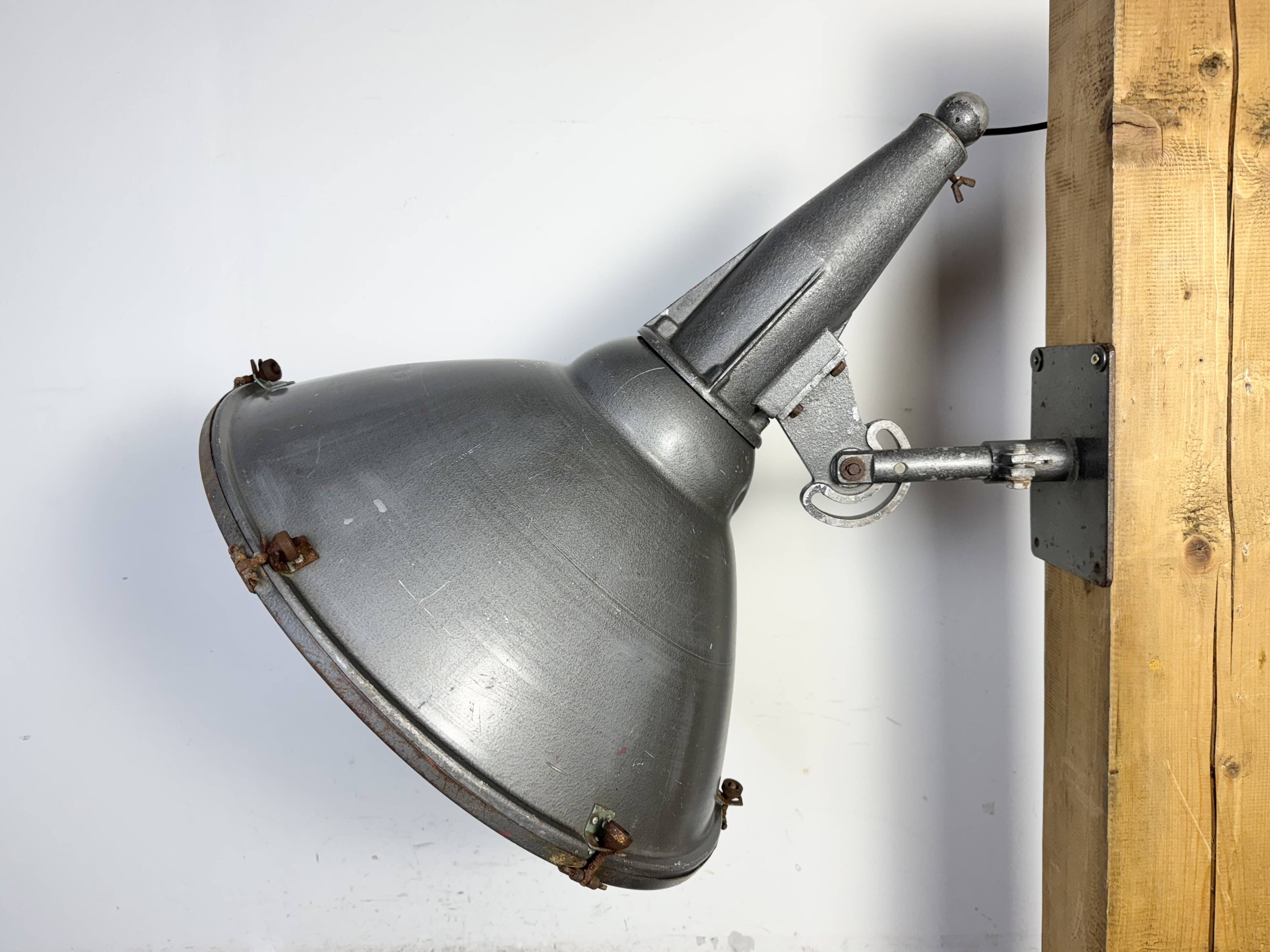 Large Vintage Industrial Aluminium Factory Wall Spotlight, 1970s