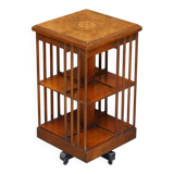 Vintage Style Sheraton Rotating Library Table in Elm and Satinwood