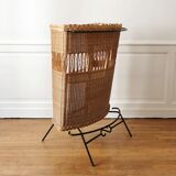 Bar and its 2 rattan stools, 1950