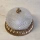 Golden brass ceiling light with diamond-shaped moulded glass - 1980s