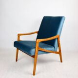 Czech Model Armchair attributed to Jiri Jiroutek in ocean blue, 1970s