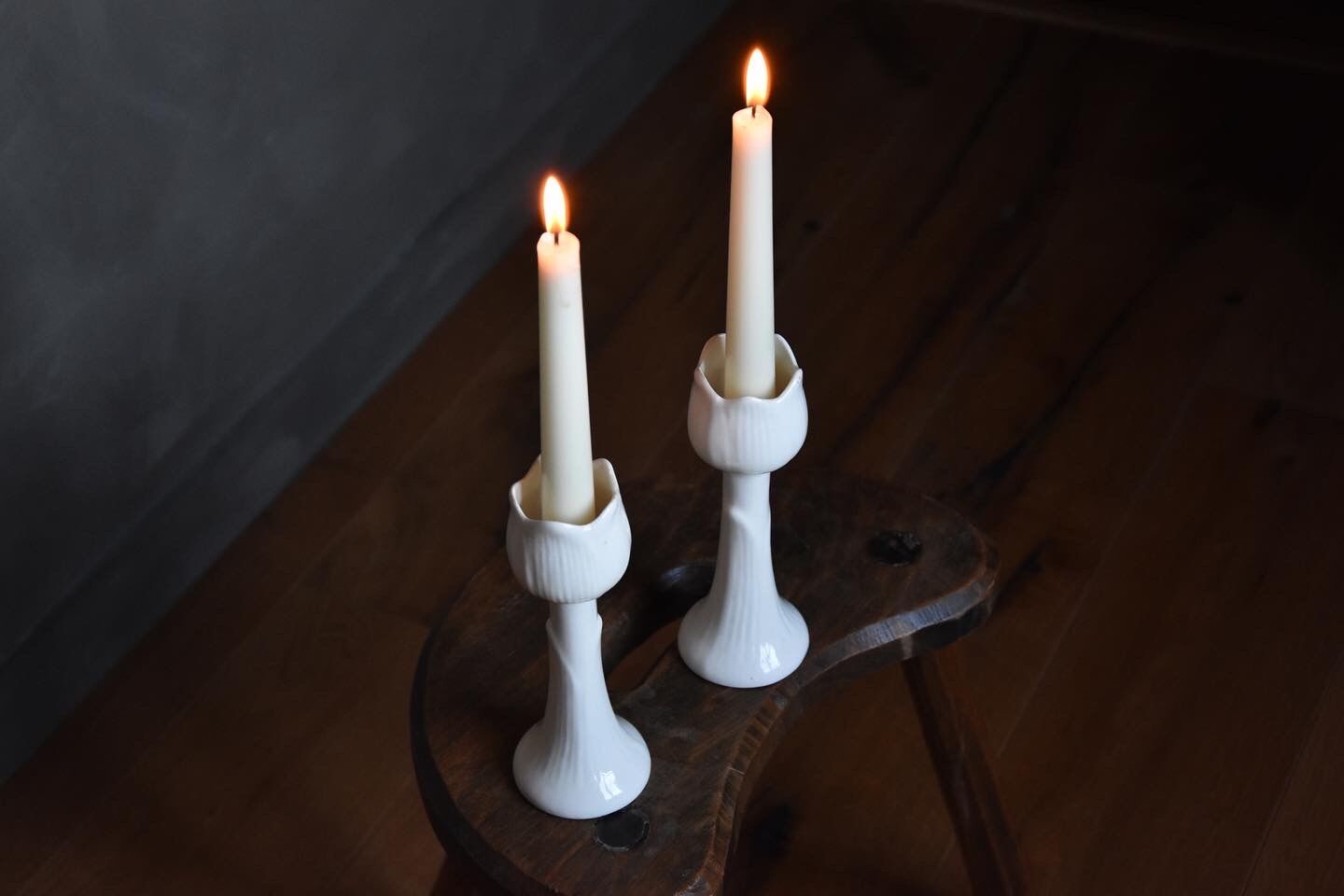 Pair tulip candlesticks