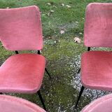 Set of 7 pink velvet chairs