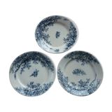 3 plates flat blue pink badonviller