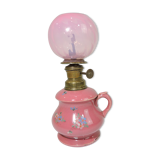 kerosene lamp faience /signed EF/vintage