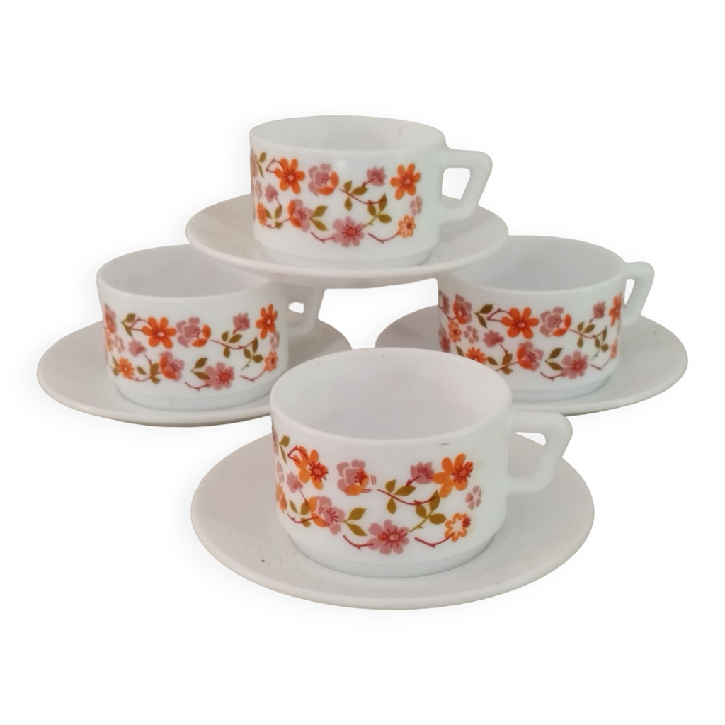 Lot De 10 Tasses à Café Arcopal Scania - Vintage Années 70 - État Impeccable