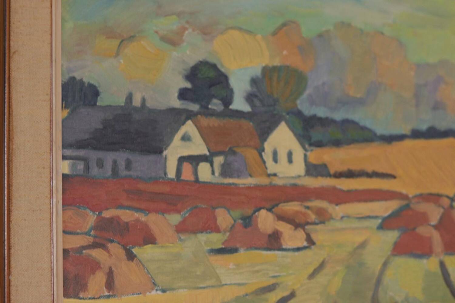 Original Swedish Oil on Canvas – “Landskap” – Vintage & Framed