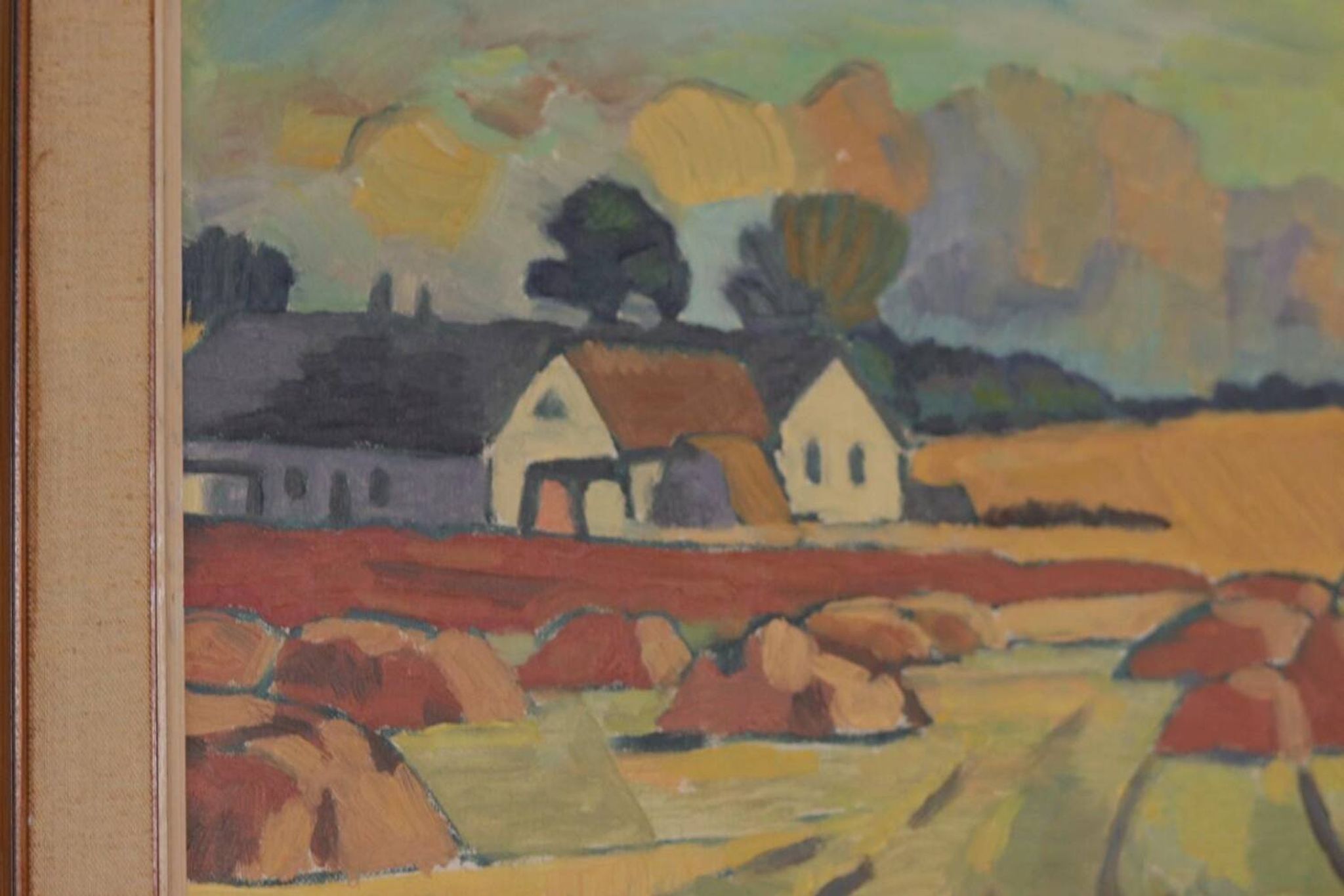 Huile sur toile originale suédoise – “Landskap” – Vintage et encadrée